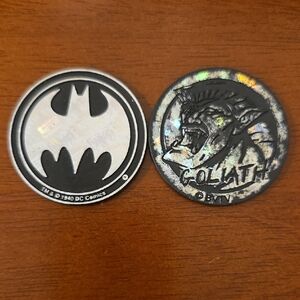 Vintage 90's Batman + Goliath Collectible POG Slammers